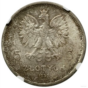 5 Zloty, 1930, Warschau; Banner - 100. Jahrestag der Machtübernahme...
