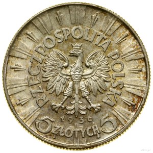 5 gold, 1936, Warsaw; Jozef Pilsudski; Kop. 2961, ...
