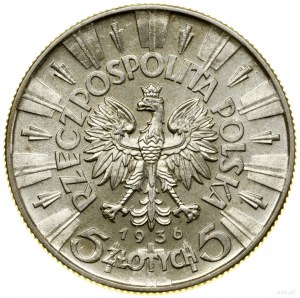 5 zlotých, 1936, Varšava; Józef Piłsudski; Kop. 2961, ...