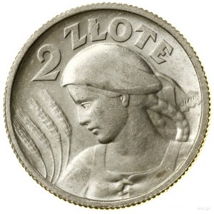2 złote, 1924, Paryż; Popiersie kobiety z kłosami, odmi...