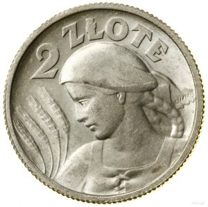 2 Gold, 1924, Paris; Büste einer Frau mit Ohren, odmi...