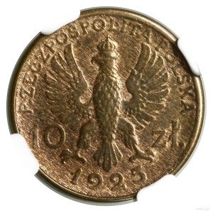 10 złotych, 1925, Warszawa; Popiersie kobiety i mężczyz...