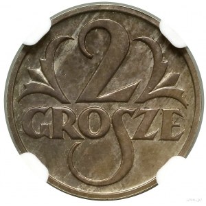 2 groše, 1927, Varšava; obehová minca podľa návrhu Wojc...
