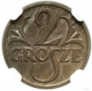 2 groše, 1927, Varšava; oběžná mince podle návrhu Wojc...