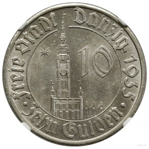 10 florins, 1935, Berlin ; Hôtel de ville de Dantzig ; AKS 7, CNG 5....