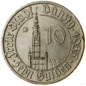 10 guldenov, 1935, Berlín; radnica v Gdansku; AKS 7, CNG 5....