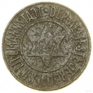 10 fenigs, 1942, Lodz ; variété avec date sur étoile Daw....