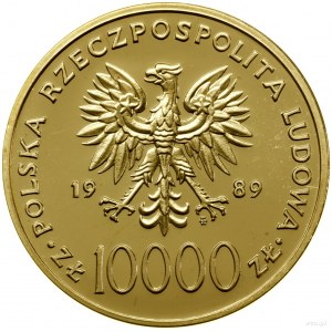 10 000 zlotých, 1989, Varšava; Ján Pavol II. - busta...