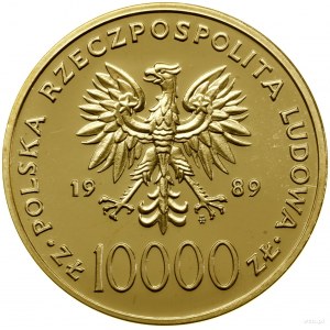 10.000 złotych, 1989, Warszawa; Jan Paweł II - popiersi...