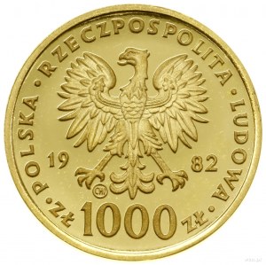 1 000 zlatých, 1982, Švýcarsko; Jan Pavel II. - busta...