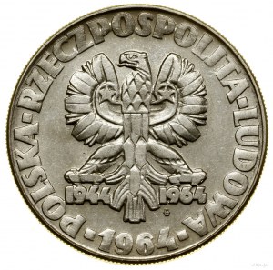 10 złotych, 1964, Warszawa; Klucz, sierp i kielnia, PRÓ...