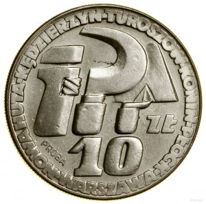 10 zlotys, 1964, Varsovie ; clé à molette, faucille et truelle, PRÓ...