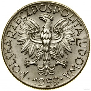 5 gold, 1959, Warsaw, Poland; Hammer and Trowel, NIKIEL PRÓBA...