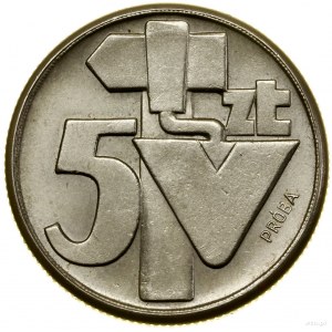 5 gold, 1959, Warsaw, Poland; Hammer and Trowel, NIKIEL PRÓBA...