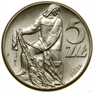 5 złotych, 1959, Warszawa; Rybak, PRÓBA NIKIEL; Parchim...