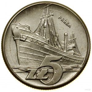 5 zloty, 1960, Varsovie ; navire Waryński, PRÓBA NIK...