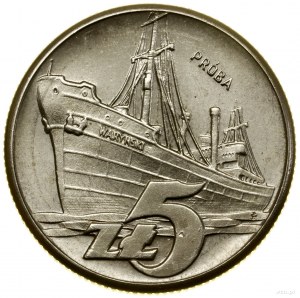 5 zloty, 1960, Warsaw; Waryński Ship, PRÓBA NIK...