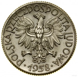 1 zloty, 1958, Varsavia; Quadrato con spighe di grano, PRÓBA...
