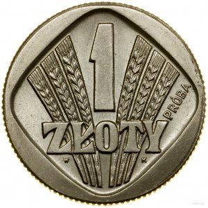 1 zloty, 1958, Varsavia; Quadrato con spighe di grano, PRÓBA...