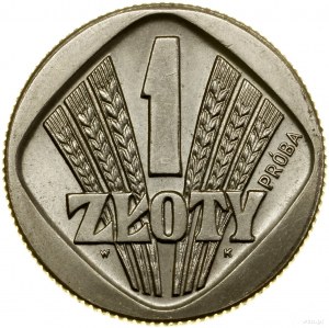 1 Zloty, 1958, Warschau; Quadrat mit Getreideähren, PRÓBA...