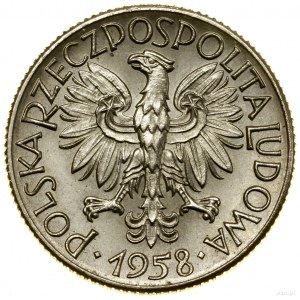 1 zlotý, 1958, Varšava; obilné klasy na hranici, PRÓBA ...