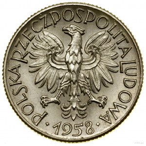 1 zloty, 1958, Warsaw, Poland; Ears of grain on the border, SAMPLE ...