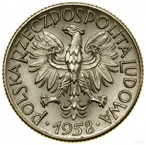 1 zlotý, 1958, Varšava; obilné klasy na hranici, PRÓBA ...