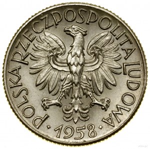 1 zloty, 1958, Varsavia; spighe di cereali sul bordo, PRÓBA ...