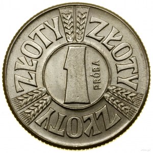 1 zlotý, 1958, Varšava; obilné klasy na hranici, PRÓBA ...