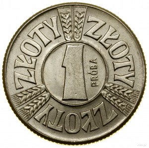 1 zloty, 1958, Varsovie ; Épis de céréales sur la bordure, PRÓBA ...