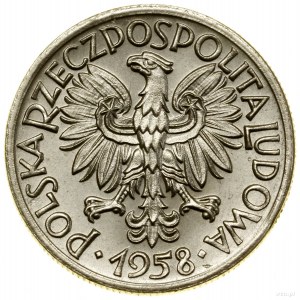 50 grošů, 1958, Varšava; dva svazky obilných klasů, PR...