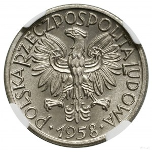 50 groszy, 1958, Varšava; Stuha, NIKIEL PRÓBA; Parchi...