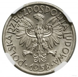 50 groszy, 1958, Varšava; Stuha, NIKIEL PRÓBA; Parchi...
