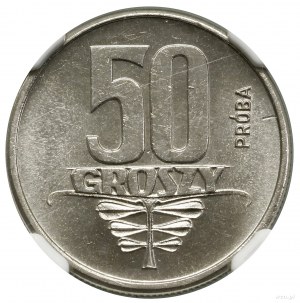 50 groszy, 1958, Varsovie ; Ruban, NIKIEL PRÓBA ; Parchi...