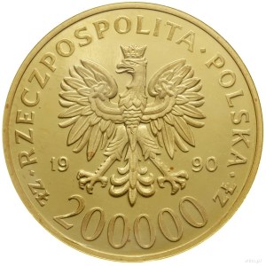 200.000 złotych, 1990, mennica w USA; Solidarność 1980-...