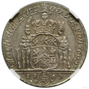 2/3 tolaru (gulden), 1763, Štětín; iniciály IH - L (m...