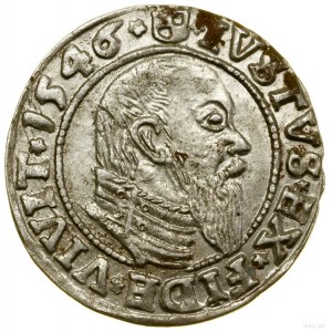 Penny, 1546, Königsberg; princ s vysokým límcem, ko...
