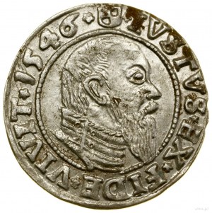 Penny, 1546, Königsberg; princ s vysokým límcem, ko...