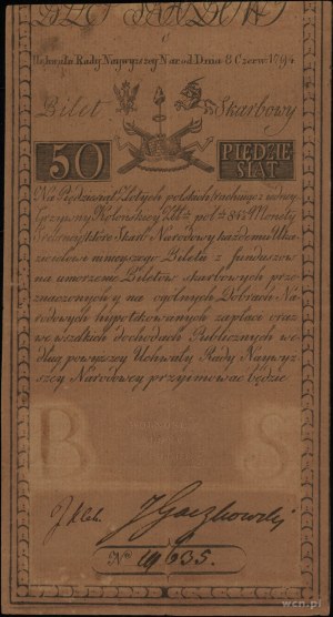 50 Polish zlotys, 8.06.1794; series C, numbering 1963....