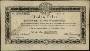 1 talar, 1.12.1810; podpis komisarza: Walenty Sobolewsk...