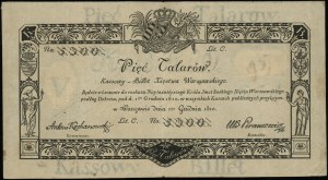 5 talarów 1.12.1810; podpis komisarza: Antoni Kochanows...