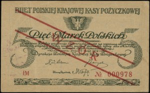 5 Polish marks, 17.05.1919; IM series, numbering 00097....