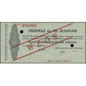 Überweisung für 50.000.000 polnische Mark, 20.11.1923; Nummer...