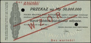 Überweisung für 50.000.000 polnische Mark, 20.11.1923; Nummer...