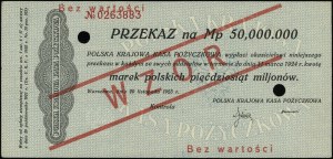 Prevod za 50 000 000 poľských mariek, 20.11.1923; číslo...