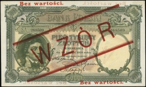 5,000 zloty, 28.02.1919; series A, numbering 268509, o...