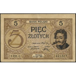 5 zlotys, 15.07.1924 ; émission II, série C, numéro 42...