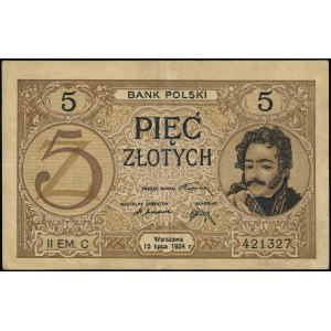 5 Zloty, 15.07.1924; Ausgabe II, Serie C, Nummerierung 42...