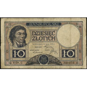 10 zlotys, 15.07.1924 ; 2e émission, série C, numéro 3...