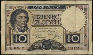 10 Zloty, 15.07.1924; 2. Ausgabe, Serie C, Nummerierung 3...